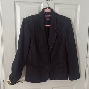 Dark gray, pinstripe, blazer, white and pink pinstripes size 10 acquisition